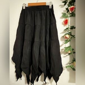 Black handkerchief midi skirt